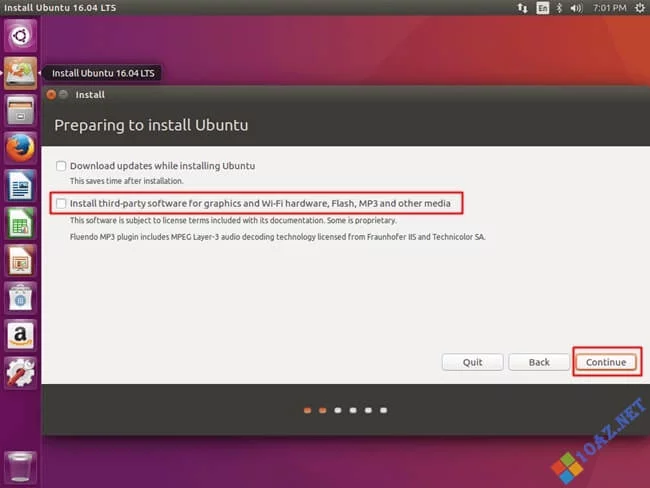 Hướng dẫn cài Ubuntu song song Win 10 chỉ vài bước 8 Chọn Install third-part software