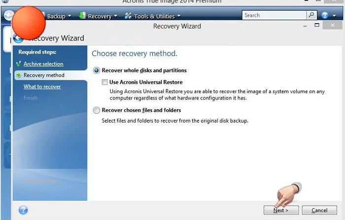 Cách download và Ghost Win 10 32bit/64bit No Soft&Full Soft 14 Tick chọn Recover whole disk and partition