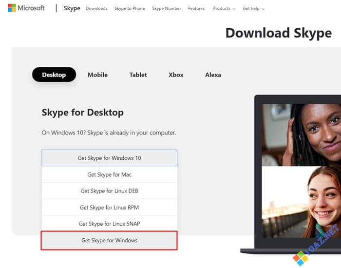 Chọn Get Skype for Windows